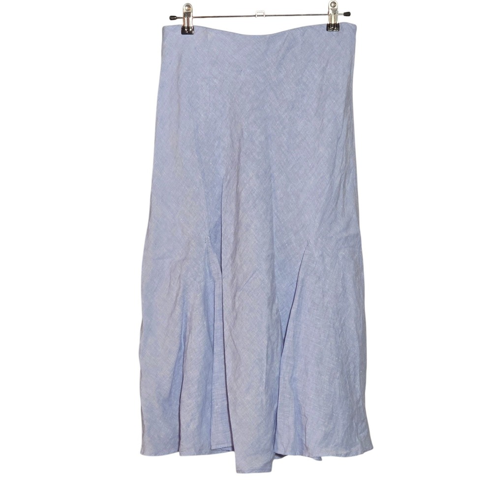 J.Crew Women XS Gwyneth Flounce-Hem Slip Skirt Blue Linen Coastal Beachy 2025